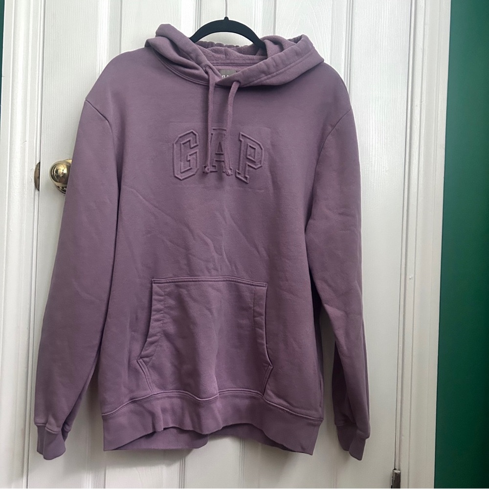 GAP  VintageSoft Tonal Arch Logo Hooded Sweatshirt - Dusty Lavender L